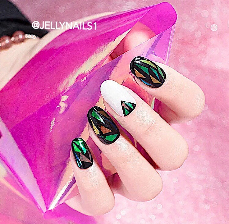 Aurora,mirror effect, mermaid color foils nail transfer In a box for trending art supplies