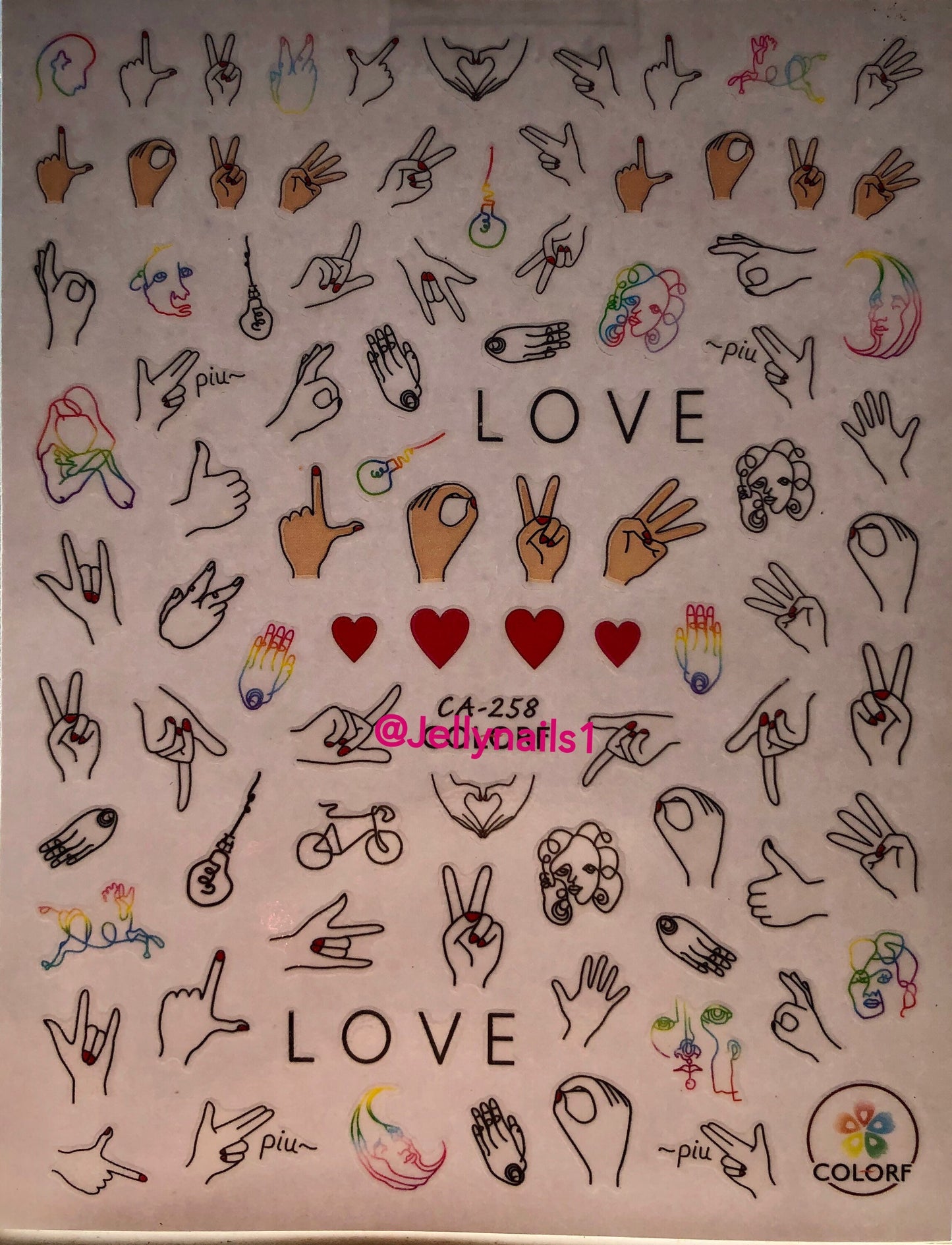 Gay pride hands signals nail decals self adhesive 1 sheet of stickers for trending fashion nail art supplies