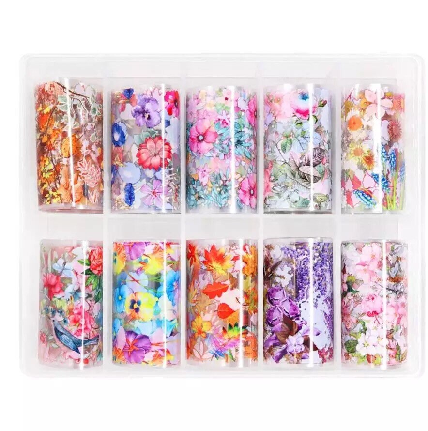 flowers print designs patterns nail transfer foils decals for trending nails