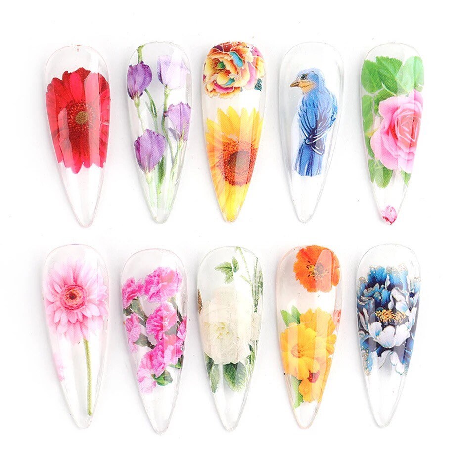 Flower faces designs 10 different patterns of nail transfer foils decals nails supplies