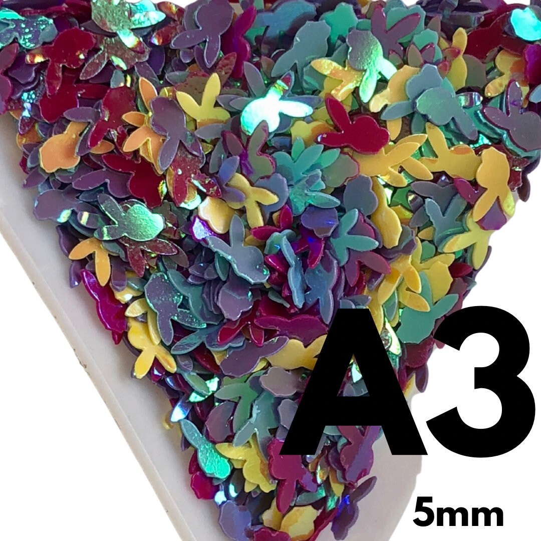 Bunnies Rabbits mix shapes glitter sequins laser cut flakes nail 3D art.