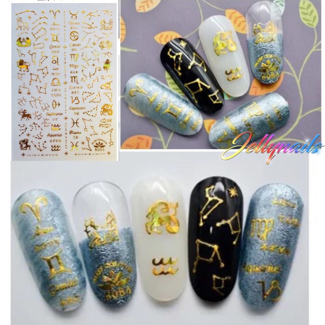 Gold Astrology horoscope signs foil rise decals stickers nail art