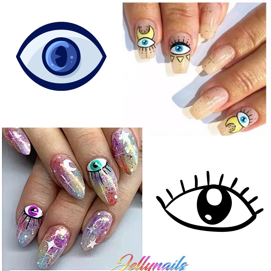 Evil Eye nail decals self adhesive 1 sheet of stickers for nail art supplies