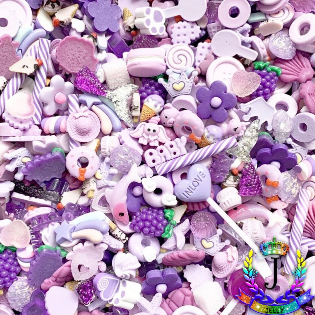 Kawaii purple assortment random charms 10 pcs 3D nail art