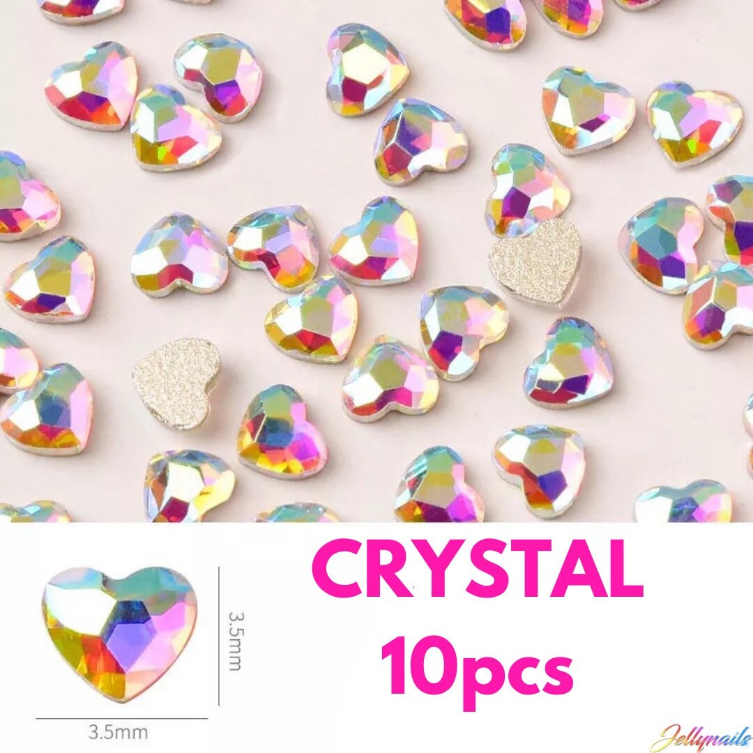 Tiny hearts crystals 10 pcs nail 3D art. Valentines nails