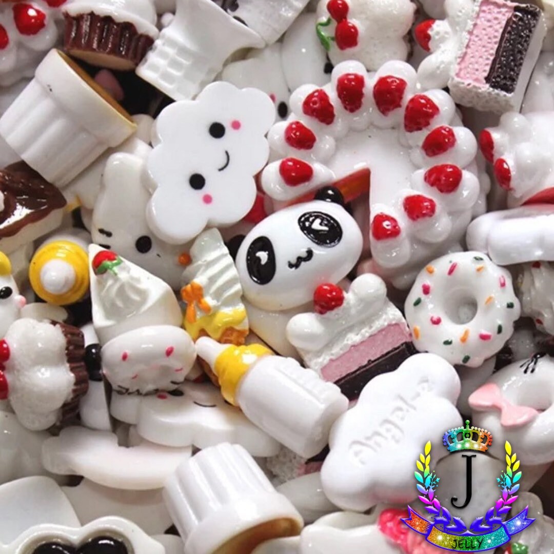 Kawaii white assortment random charms 10 pcs 3D nail art