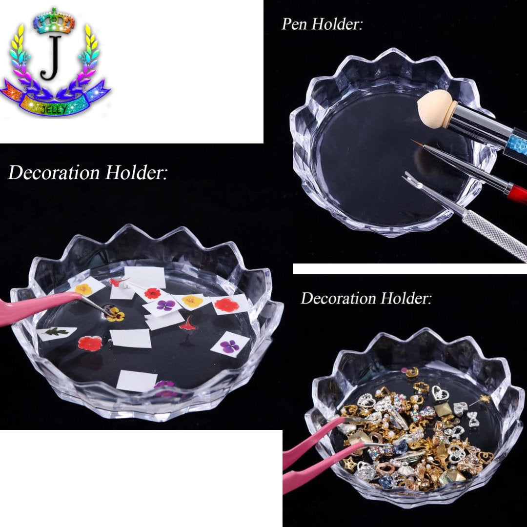 Nail artist palette Pink Color rhinestone, brush holder