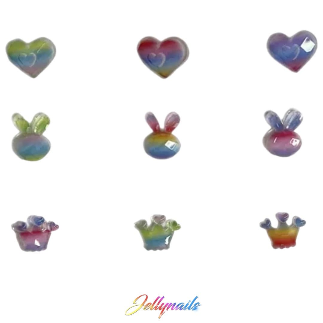 Kawaii shapes assortment random charms 9 pcs 3D nail art