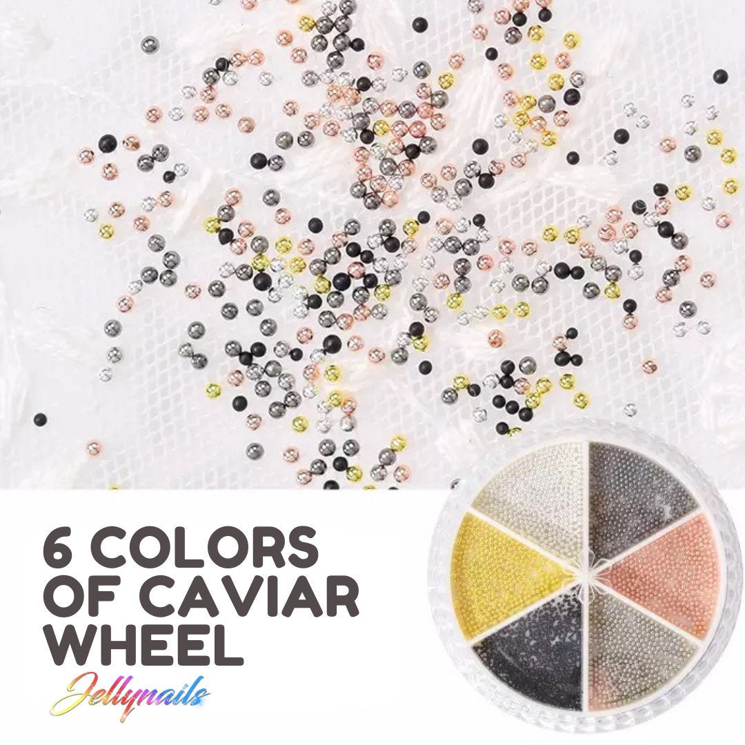 Caviar beads nail studs jewelry set 3D nail art black Rose Gold sliver 6 colors