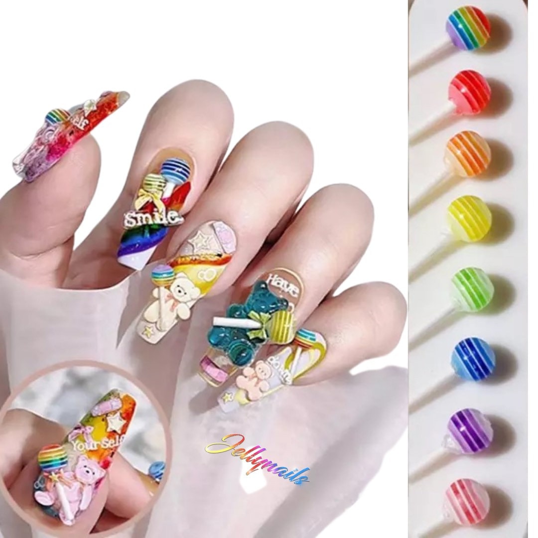 Kawaii lollipops candy assortment random charms 20 pcs 3D nail art
