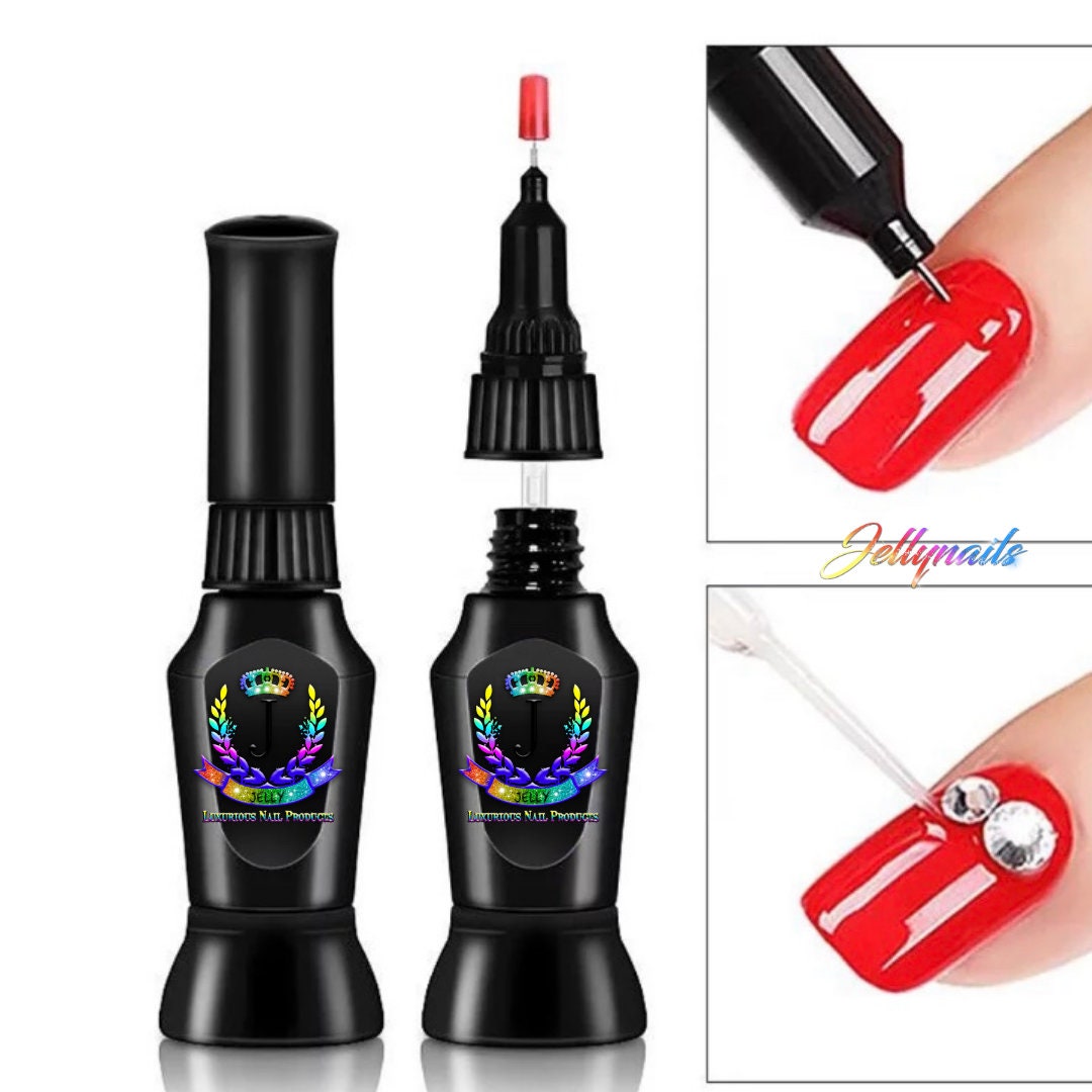 Nail Art Rhinestone Glue Gel, resin PRECISION, SEALING adhesive tip & brush 10ml