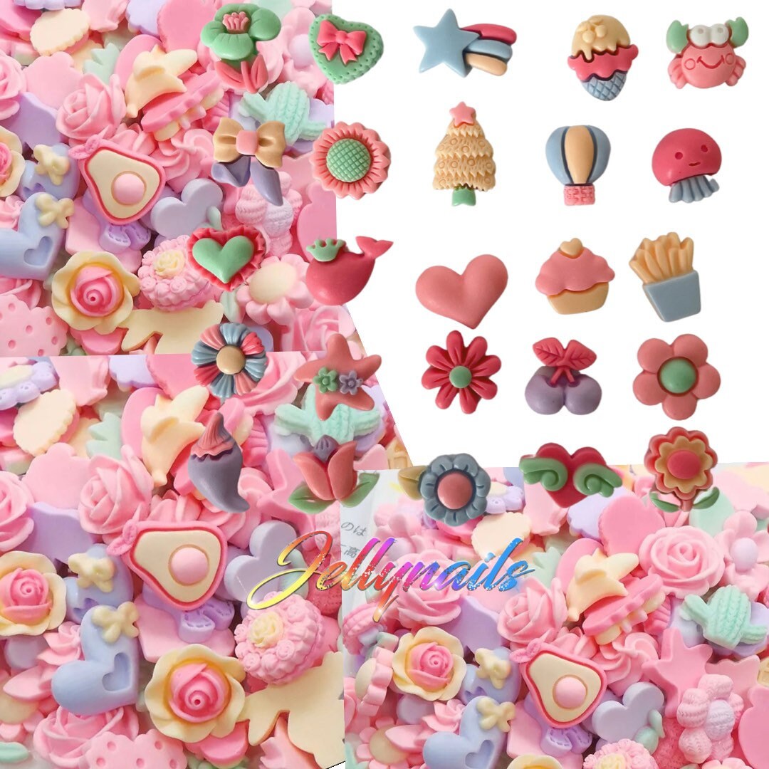 Kawaii Pastel assortment random charms 10, 20, 30 pcs 3D nail art