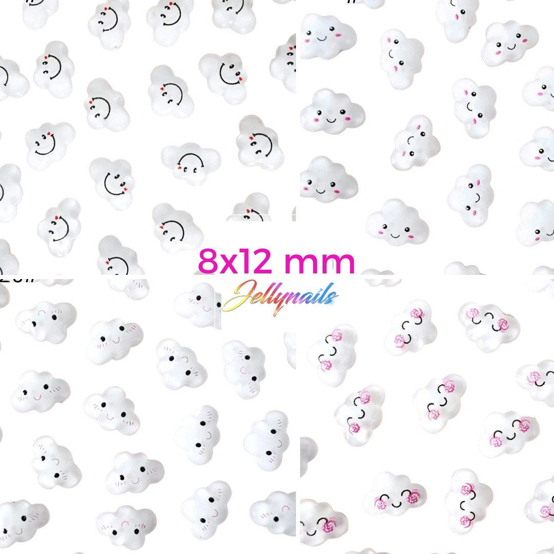 Kawaii mini clouds shapes assortment charms 3D nail art