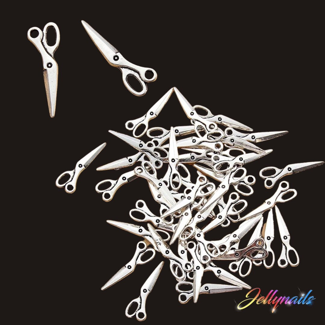 Sewing Scissors charms Antique Pendant Jewelry, Bracelet, silver, 3D Decoration Nail Art Halloween