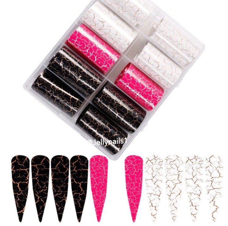 Rainbow prints designs patterns nail transfer foils decals for trending nails 10 in box