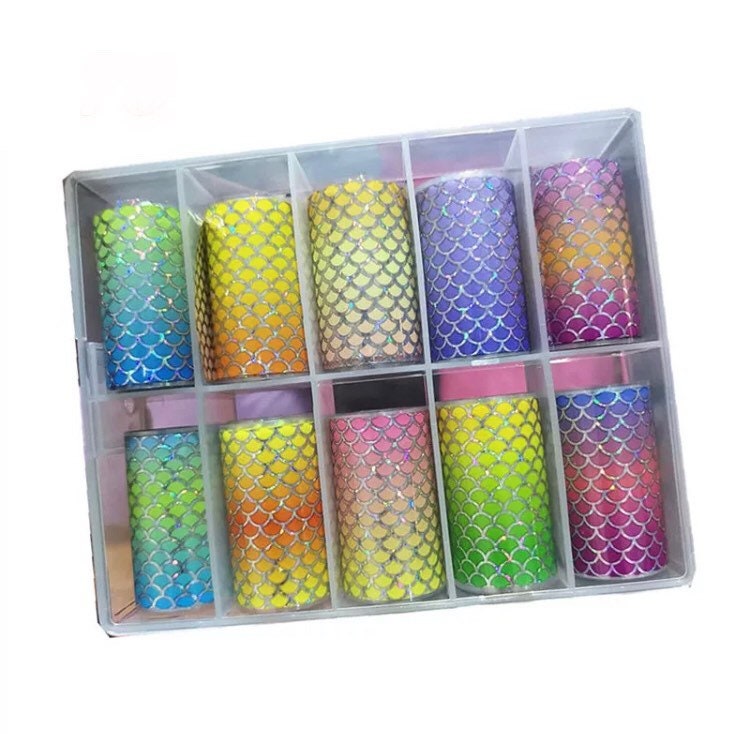 Rainbow prints designs patterns nail transfer foils decals for trending nails 10 in box