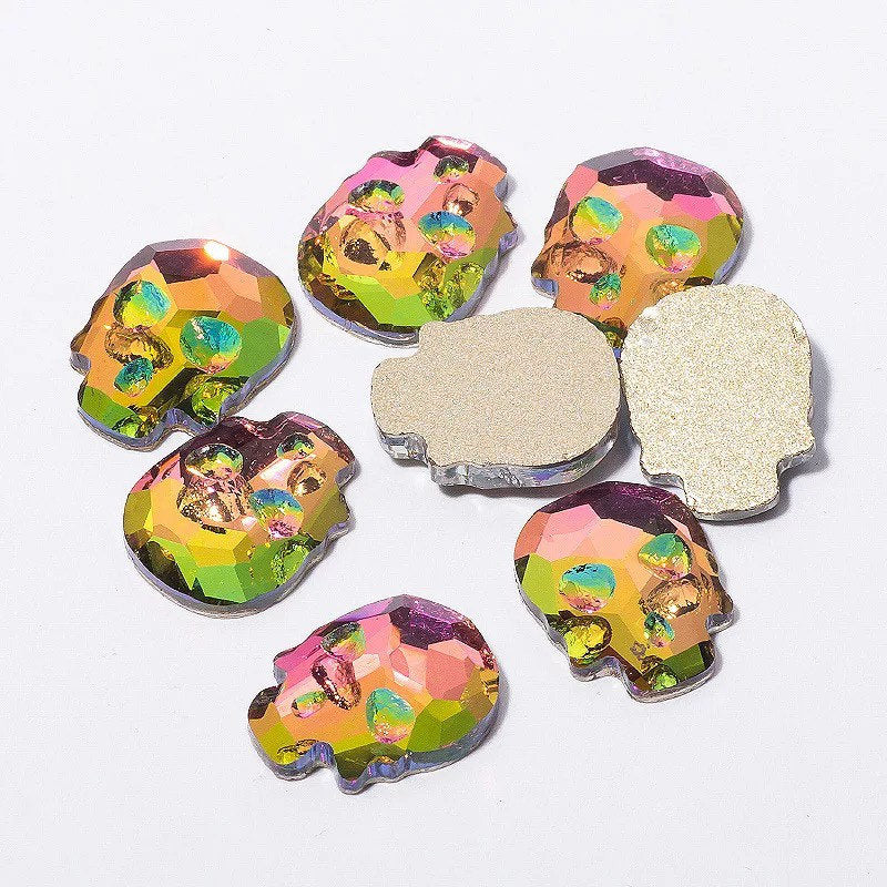 Halloween skulls nail art Jewelry 10 in bag crystals stones 3D Decoration iridescent
