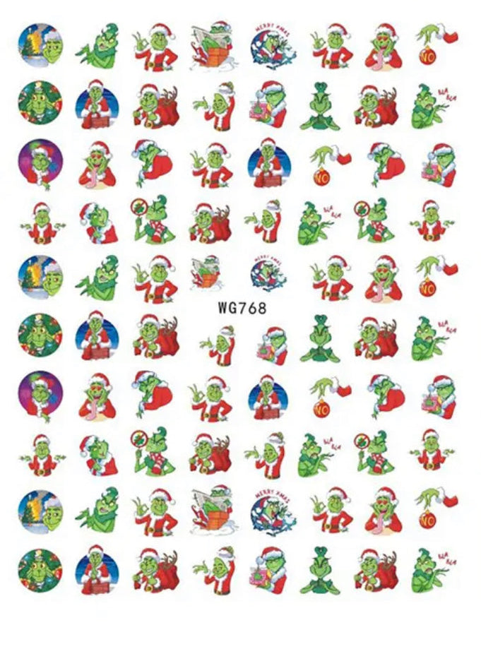 Christmas Green Monster nail stickers