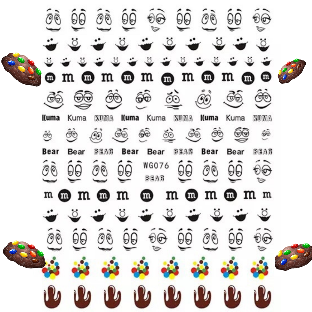 Cartoon faces nail stickers sheet