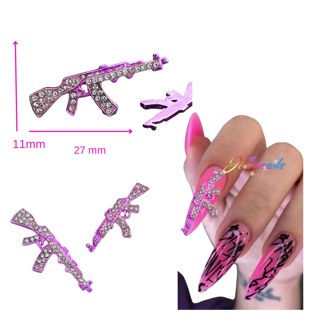 Nail Art Jewelry Pistols Guns Pink