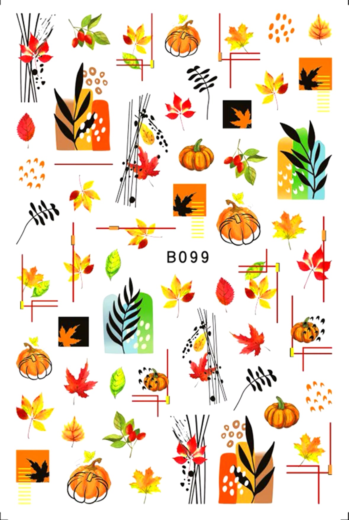 Thanksgiving and Autumn Nail Art Sticker Package – Cute Owls, Pumpkins, Leaves & Festive Fall