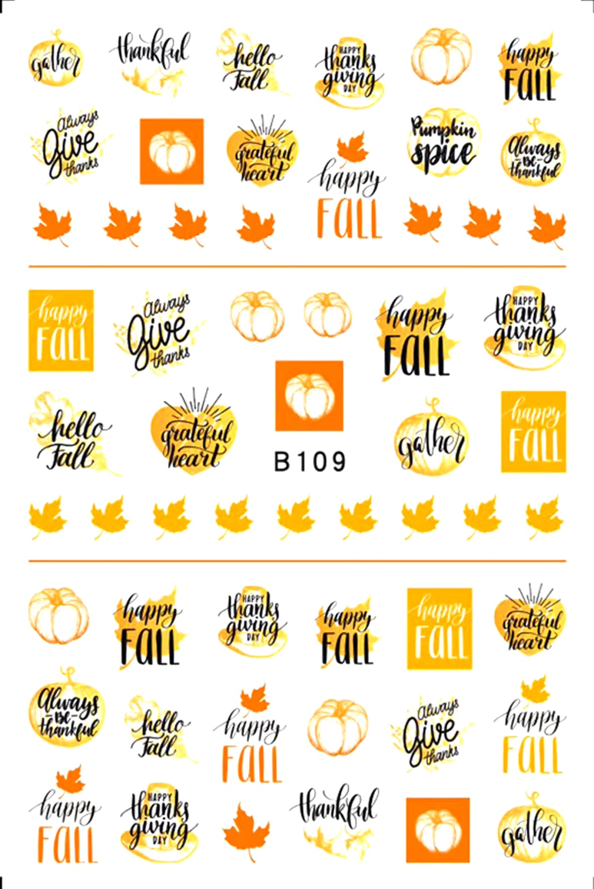 Thanksgiving and Autumn Nail Art Sticker Package – Cute Owls, Pumpkins, Leaves & Festive Fall