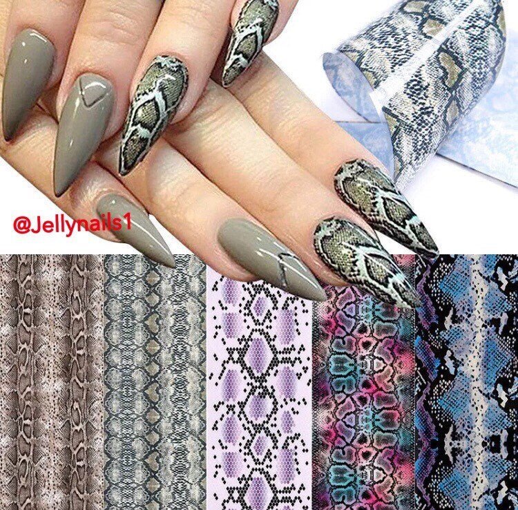 Serpentine prints designs patterns nail transfer foils decals for trending nails 10 in box