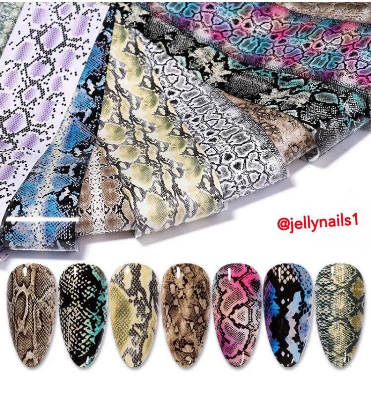 Serpentine prints designs patterns nail transfer foils decals for trending nails 10 in box