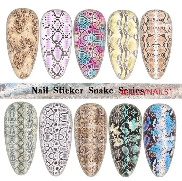 Serpentine prints designs patterns nail transfer foils decals for trending nails 10 in box