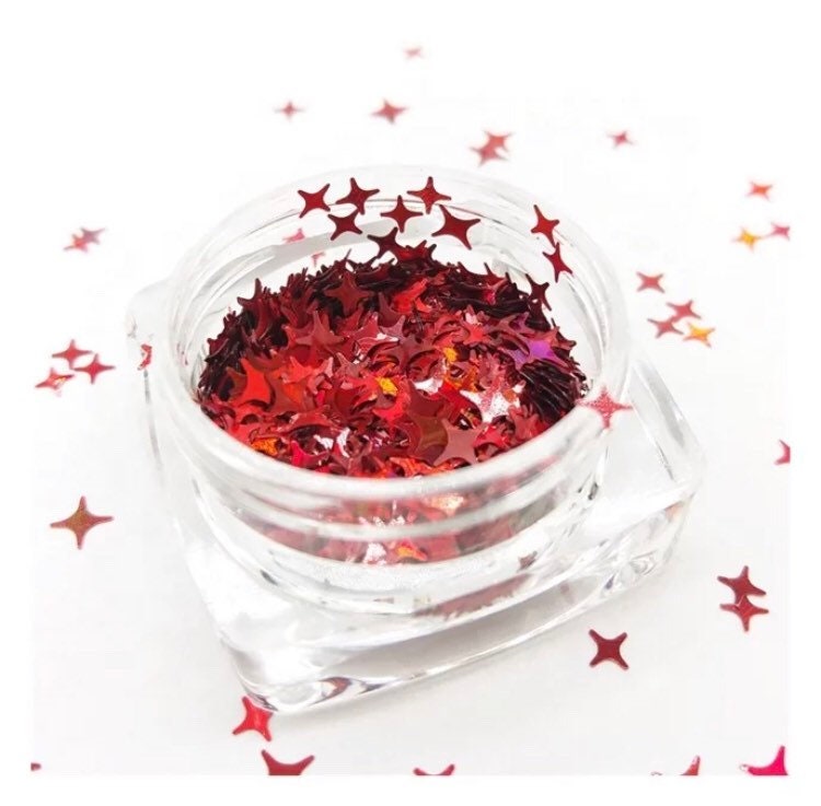4 point star 12 colors in 3g jars 4mm size nail glitter sequins holographic laser cut flakes nail 3D art.