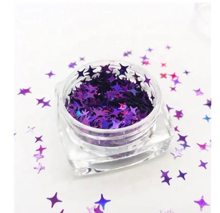 4 point star 12 colors in 3g jars 4mm size nail glitter sequins holographic laser cut flakes nail 3D art.