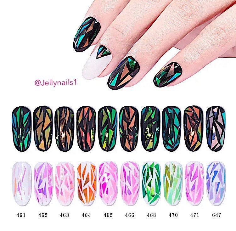 Aurora,mirror effect, mermaid color foils nail transfer In a box for trending art supplies