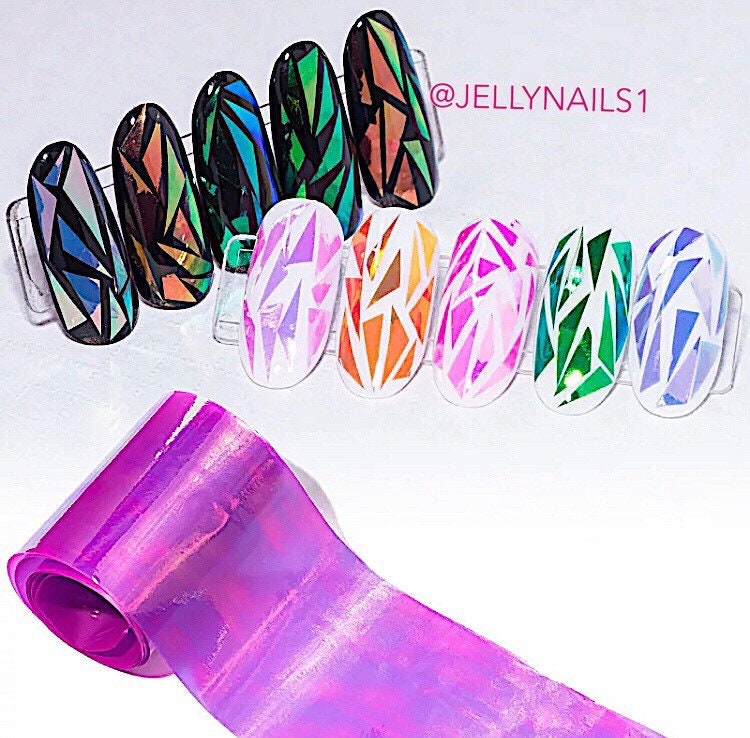 Aurora,mirror effect, mermaid color foils nail transfer In a box for trending art supplies