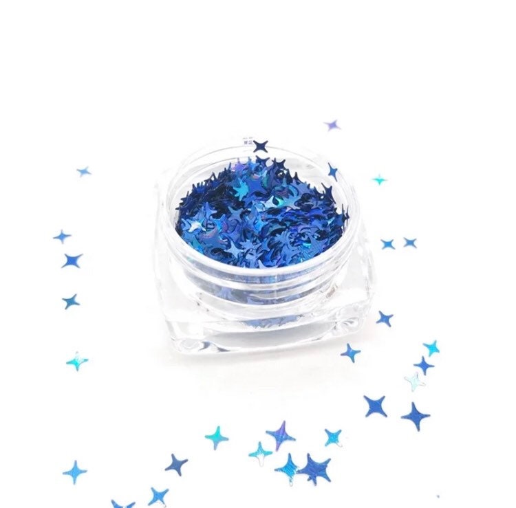 4 point star 12 colors in 3g jars 4mm size nail glitter sequins holographic laser cut flakes nail 3D art.