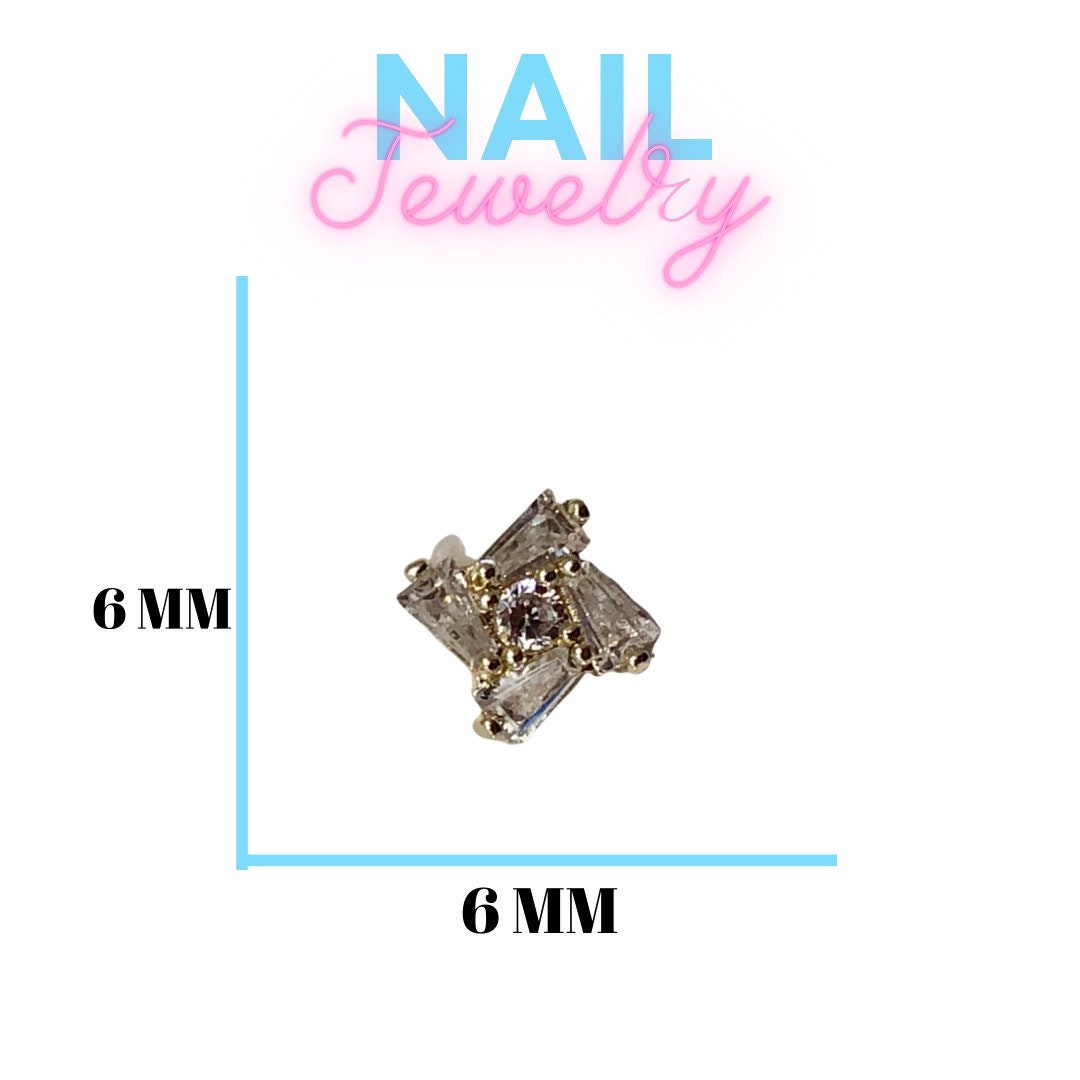 Nail Art Jewelry 4 pcs square zircon diamonds 3D Decoration