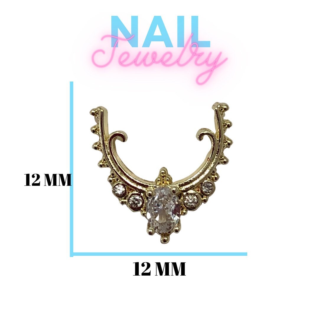 Nail Art Jewelry half moon  zircon diamonds 3D Decoration 2 pcs