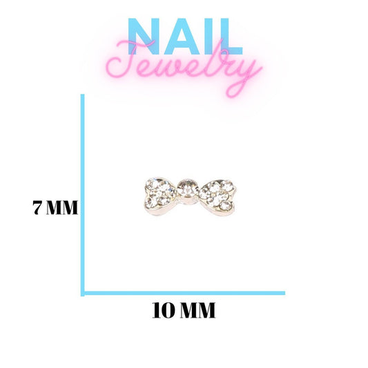 Nail Art Jewelry 2 bows zircon diamonds 3D Decoration