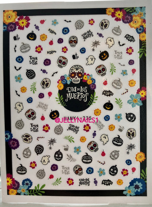 Halloween Sticker sheet Day of the dead design nail decals self adhesive stickers for trending fashion nail art supplies