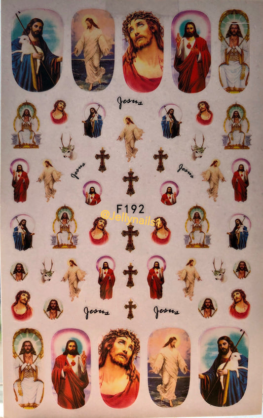 Jesus, & crosses nail decals self adhesive 1 sheet of stickers for trending nail art supplies