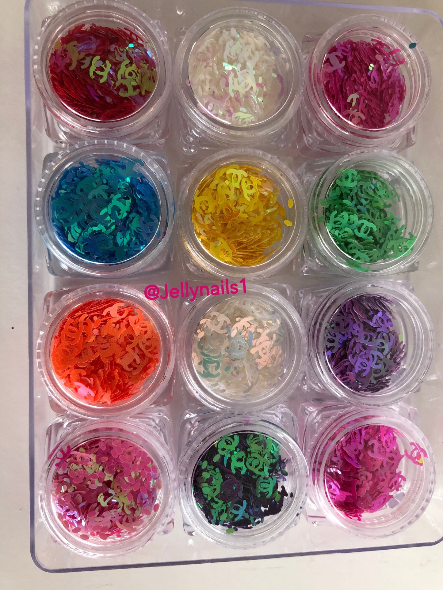 LETTERS 4 glitter sequins holographic laser cut flakes ENCAPSULATED nail 3D art