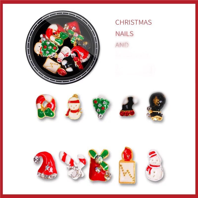 Christmas nail charms 10 pcs in box nail art