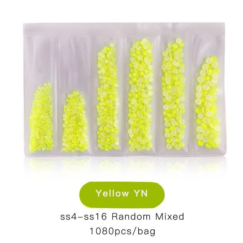 Neon Yellow matte color crystals rhinestone size SS4 to SS 16