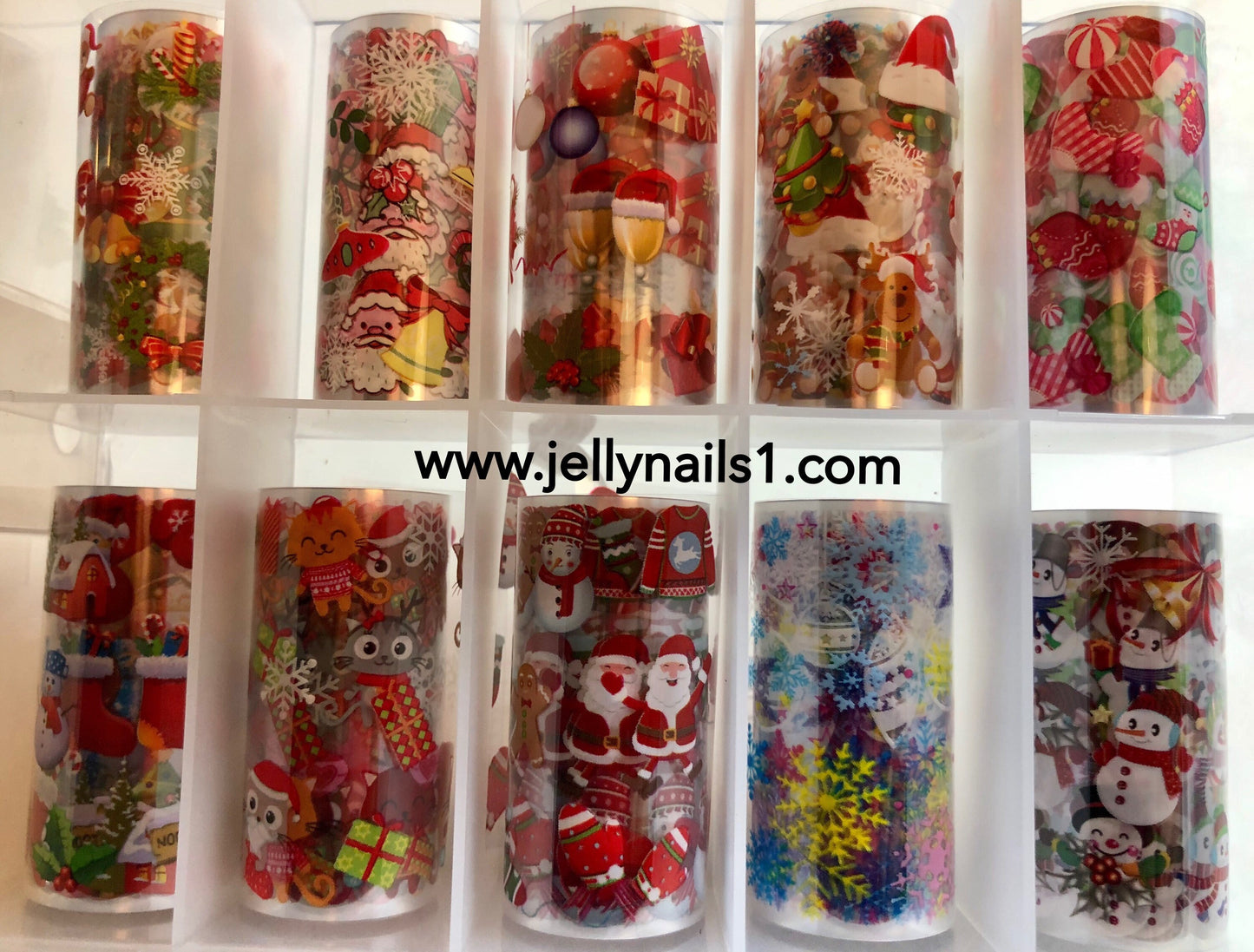 Christmas theme 10 prints box 1 in translucent nail transfer foils