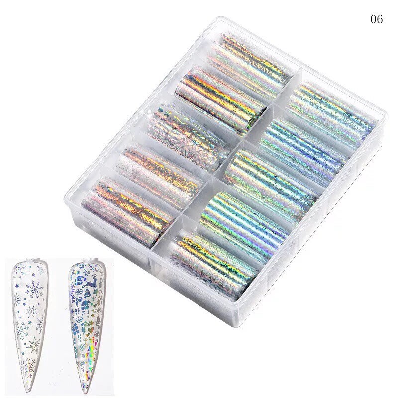 Christmas theme 10 prints designs patterns of in translucent nail transfer foils decals