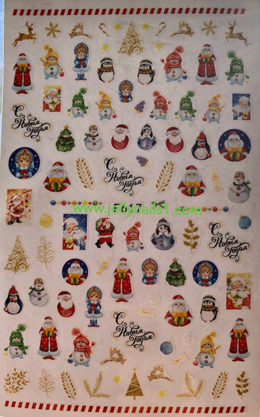 Russian Christmas nail decals self adhesive 1 sheet of stickers for trending fashion nail art supplies