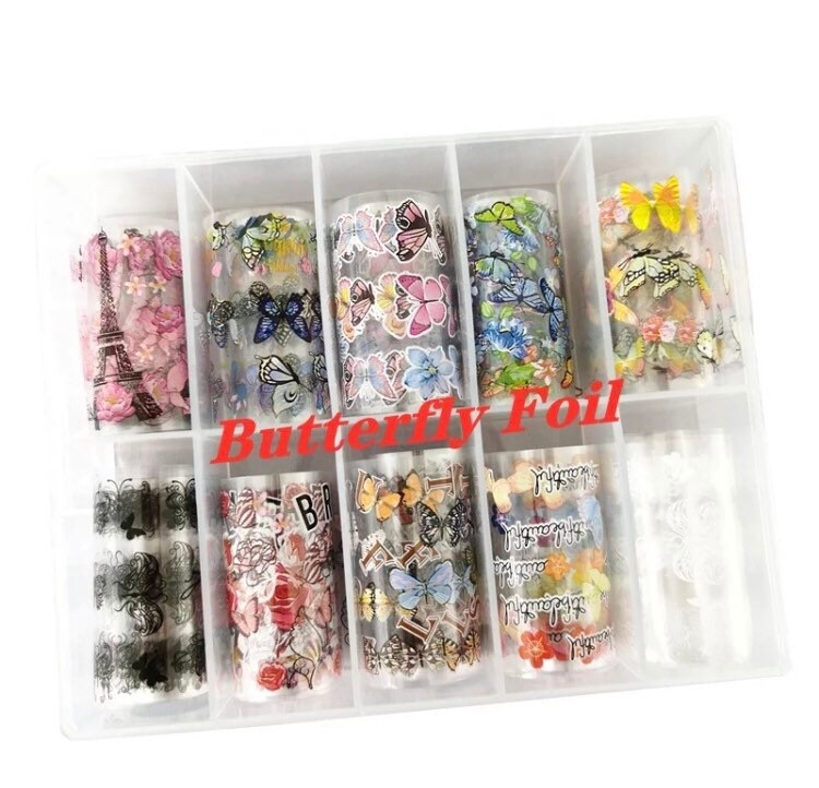 Butterflies in Pairs print designs patterns nail transfer foils decals