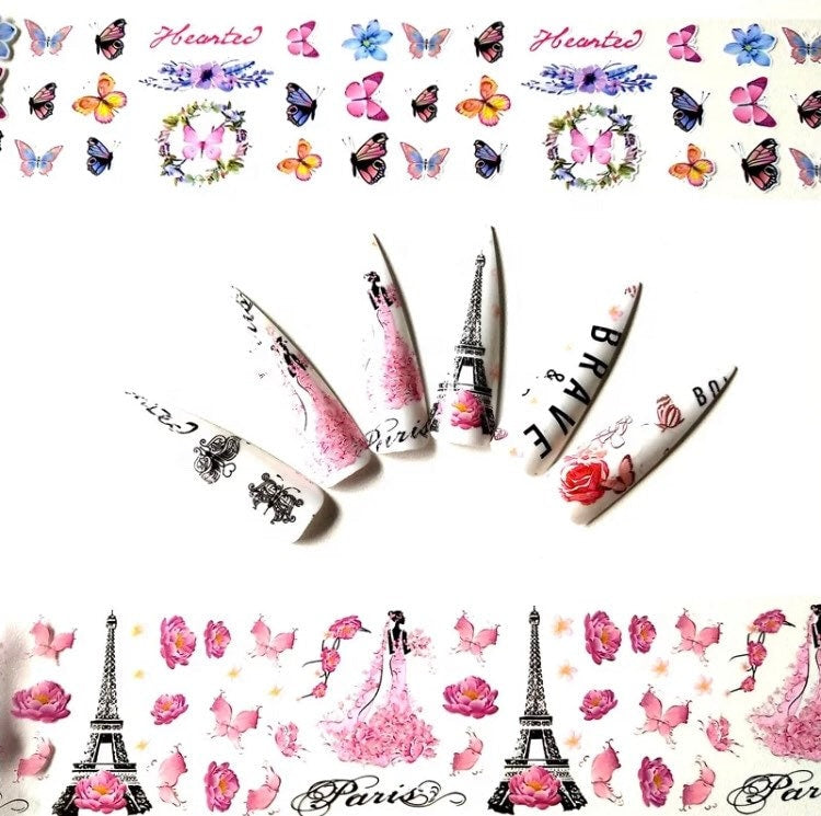 Butterflies in Pairs print designs patterns nail transfer foils decals