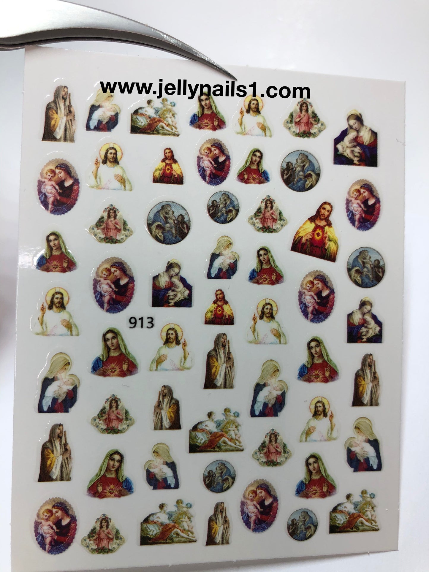 Jesus, Mary Renaissance nail decals self adhesive 1 sheet of stickers for trending nail art supplies