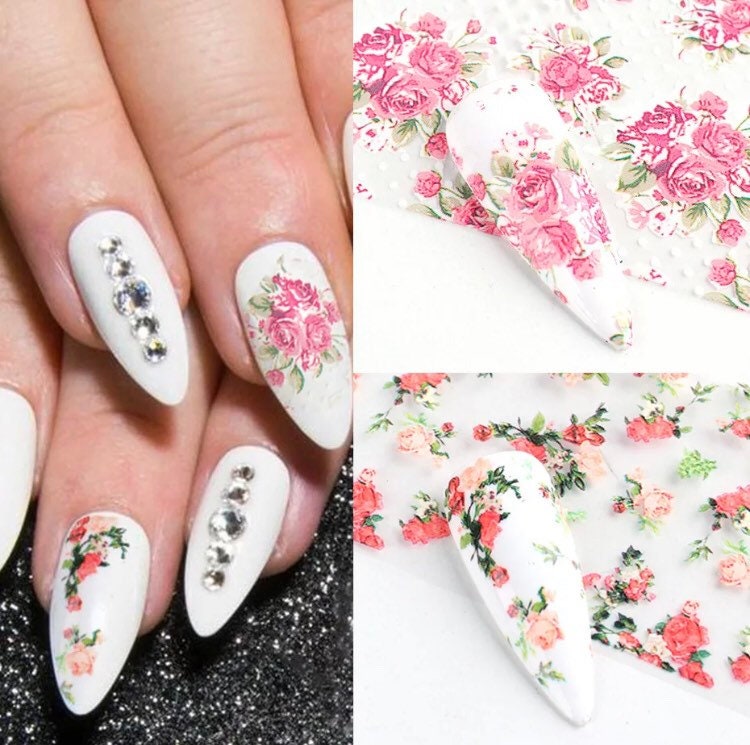 Tropical flowers translucent Designs patterns nail transfer foils decals In a box for trending nail art supplies