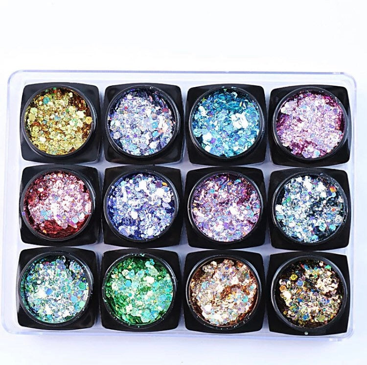 Unicorn glitter Iridescent skins in box nail art